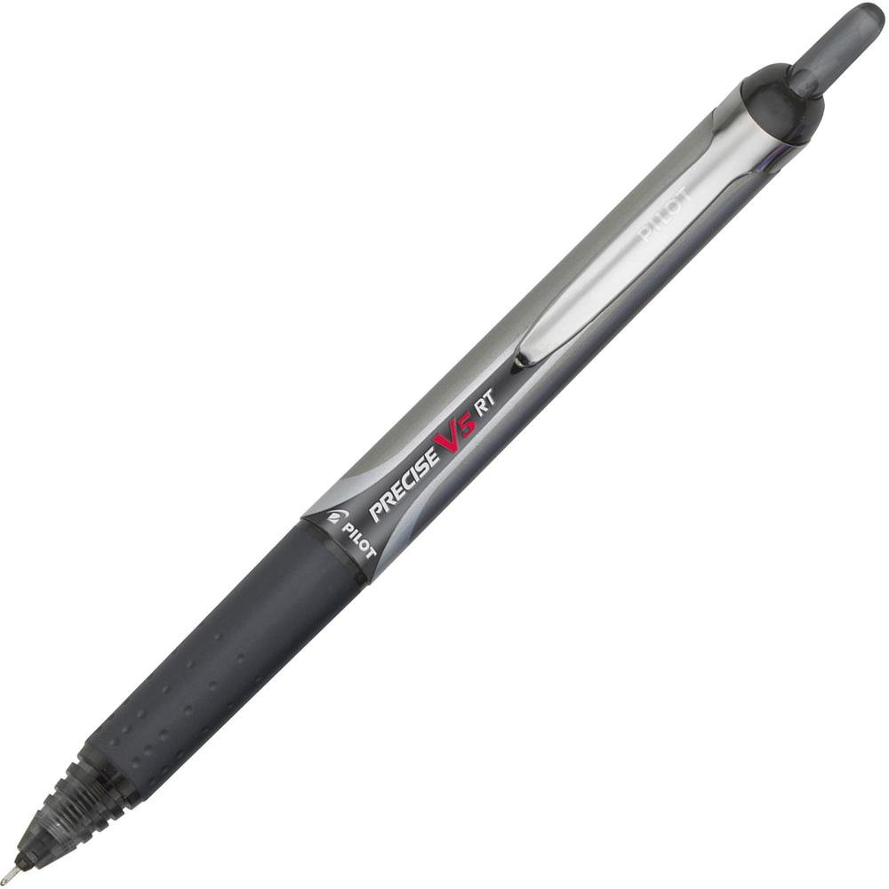 Pilot Precise V5 RT Extra-Fine Premium Retractable Rolling Ball Pens - Extra Fine Pen Point - 0.5 mm Pen Point Size - Needle Pen Point Style - Refillable - Retractable - Black Water Based Ink - Black. Picture 1