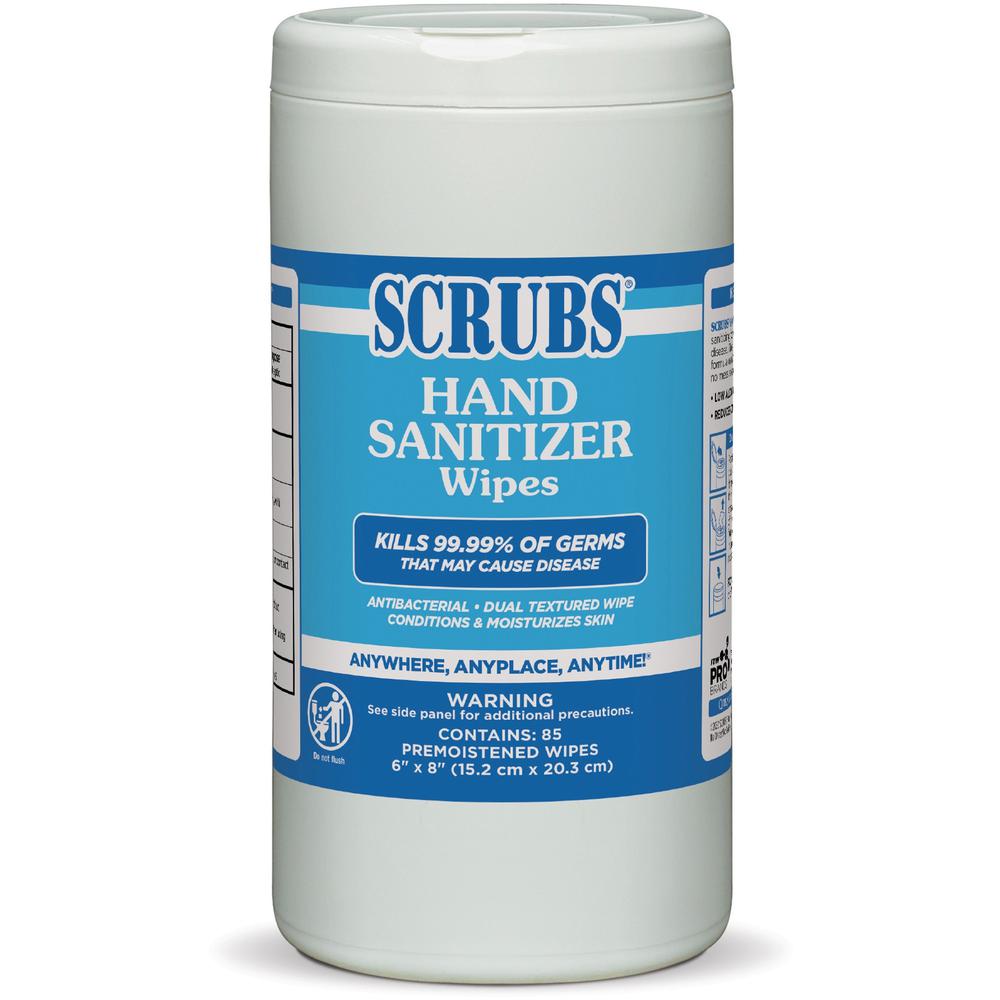 SCRUBS Hand Sanitizer Wipes - Blue, White - 85 Per Canister - 1 Each. Picture 1