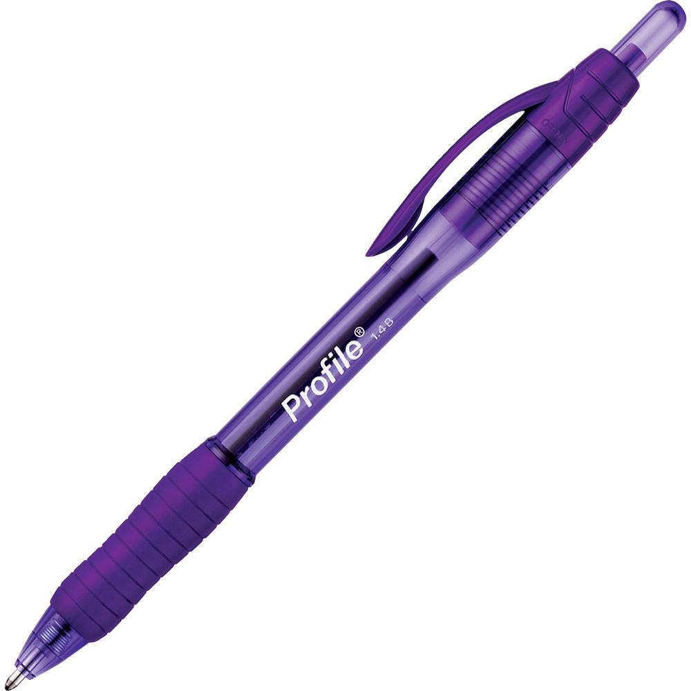 Paper Mate Profile Retractable Ballpoint Pens - Super Bold Pen Point - 1.4 mm Pen Point Size - Bullet Pen Point Style - Retractable - Purple Gel-based Ink - Purple Barrel - 1 Dozen. Picture 1
