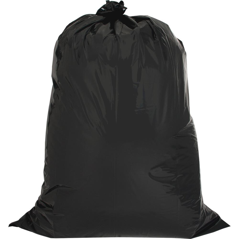Genuine Joe Heavy Duty Contractor Bags - Large Size - 42 gal Capacity - 33" Width x 48" Length - 2.50 mil (63 Micron) Thickness - Low Density - Black - 20/Carton - Kitchen. The main picture.