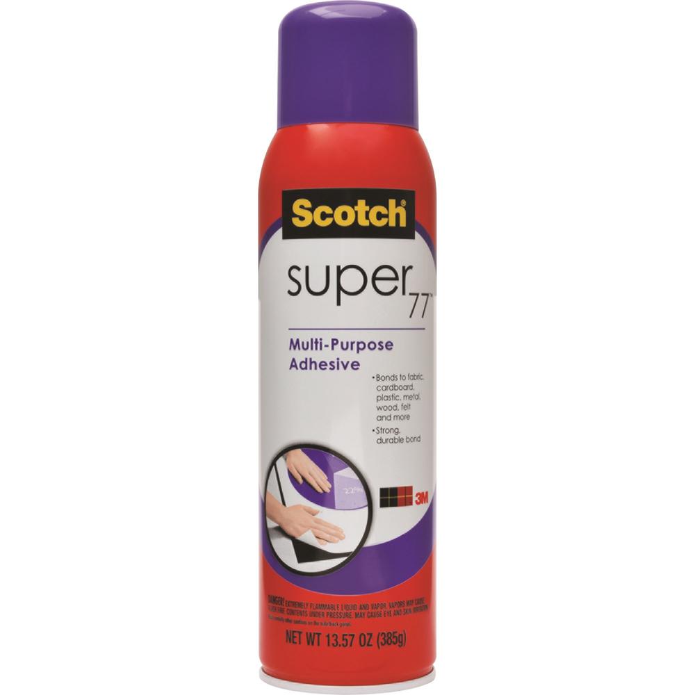 Scotch Super 77 Multipurpose Spray Adhesive - 13.57 oz - 1 Each - Black. Picture 1