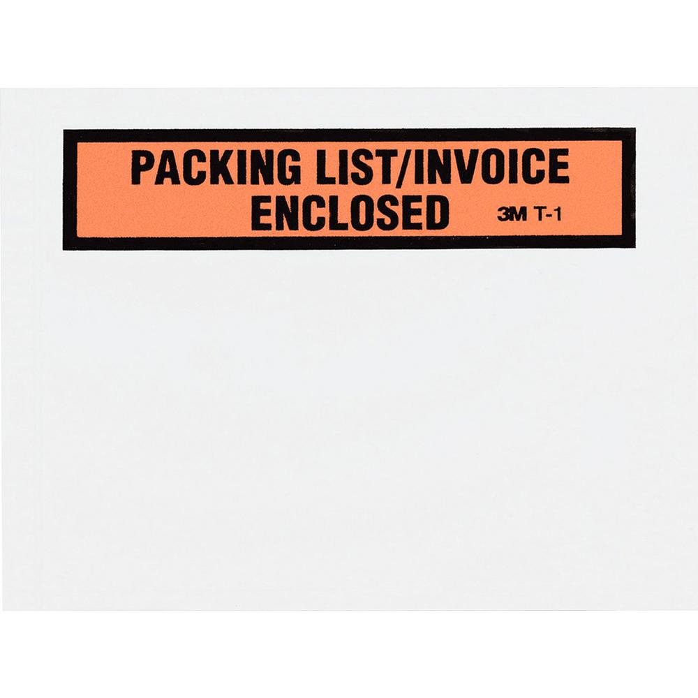 3M Packing List/Invoice Enclosed Envelopes - Packing List - 4 1/2" Width x 5 1/2" Length - Self-sealing - Polyethylene - 1000 / Box - Clear. Picture 1