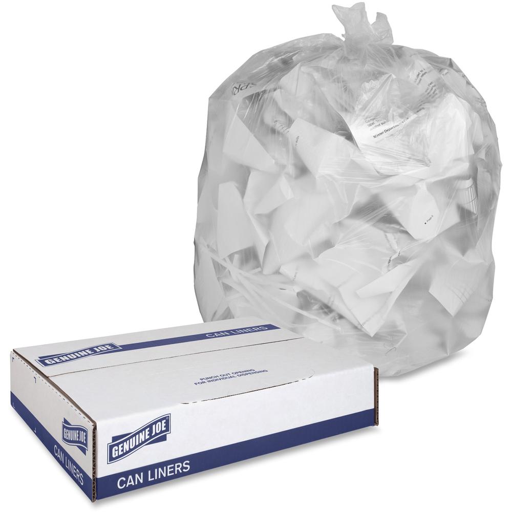 Genuine Joe Economy High-Density Can Liners - Small Size - 16 gal - 24" Width x 32" Length x 0.24 mil (6 Micron) Thickness - High Density - Translucent - Resin - 1000/Carton. Picture 1