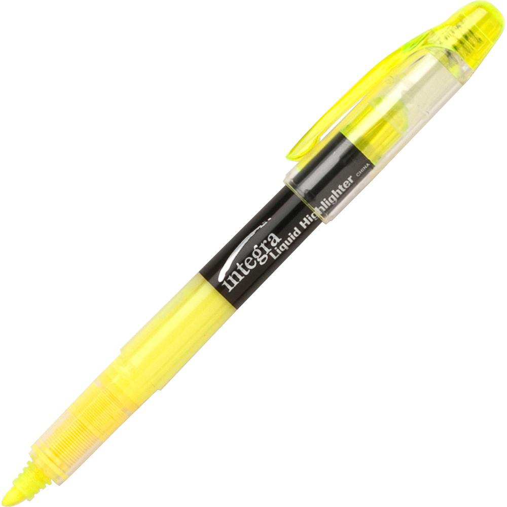 Integra Liquid Highlighters - Chisel Marker Point Style - Yellow - 1 Dozen. Picture 1