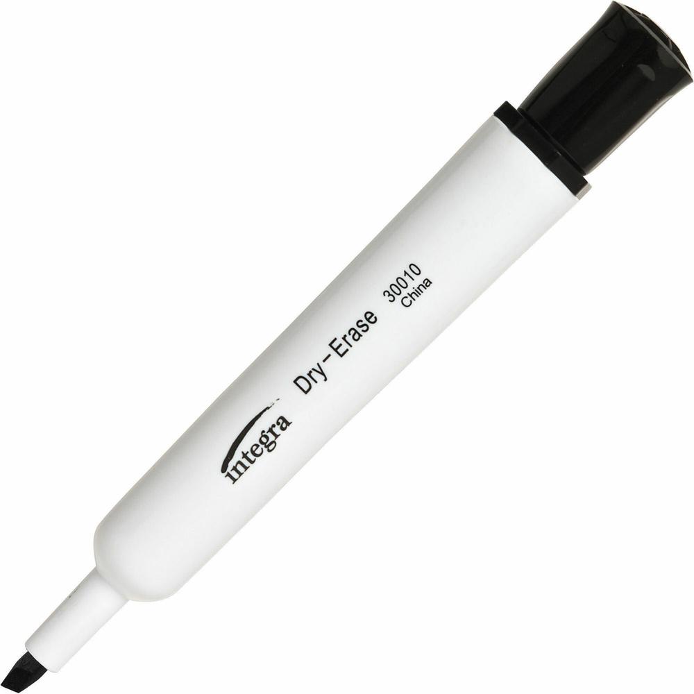 Integra Chisel Point Dry-erase Markers - Chisel Marker Point Style - Black - 1 Dozen. Picture 1