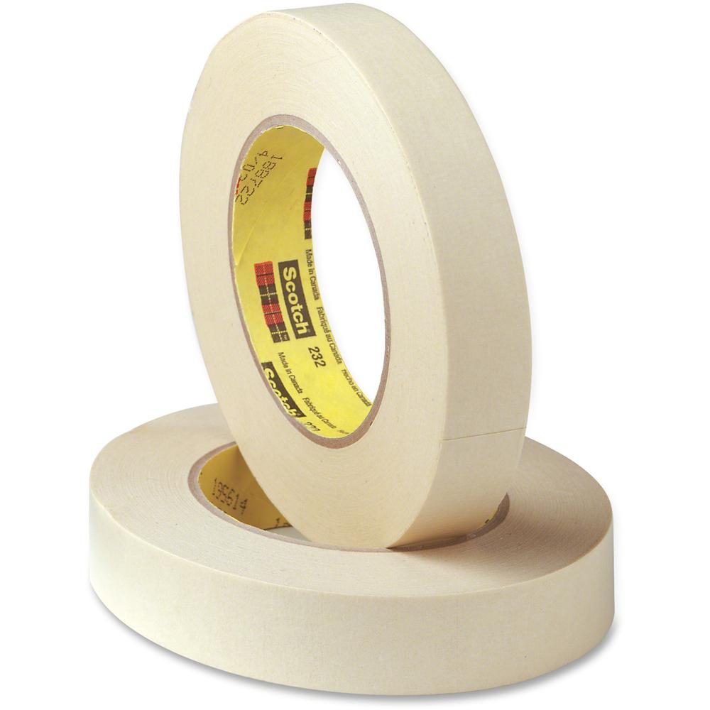 Scotch 232 High-performance Masking Tape - 60 yd Length x 1" Width - 6.3 mil Thickness - 3" Core - Rubber Backing - Solvent Resistant - For Masking - 1 / Roll - Tan. Picture 1