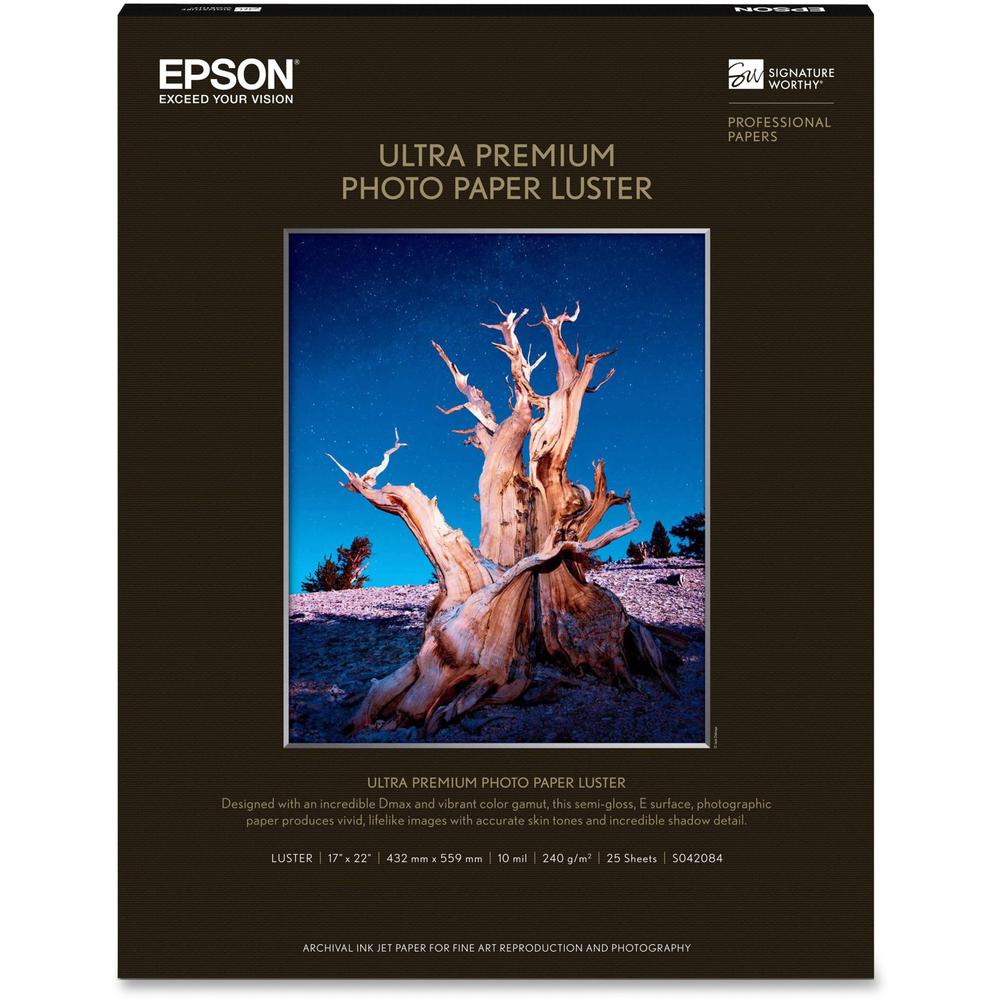 Epson Ultra Premium Luster Surface Photo Paper - C - 17" x 22" - Luster - 25 / Pack. Picture 1