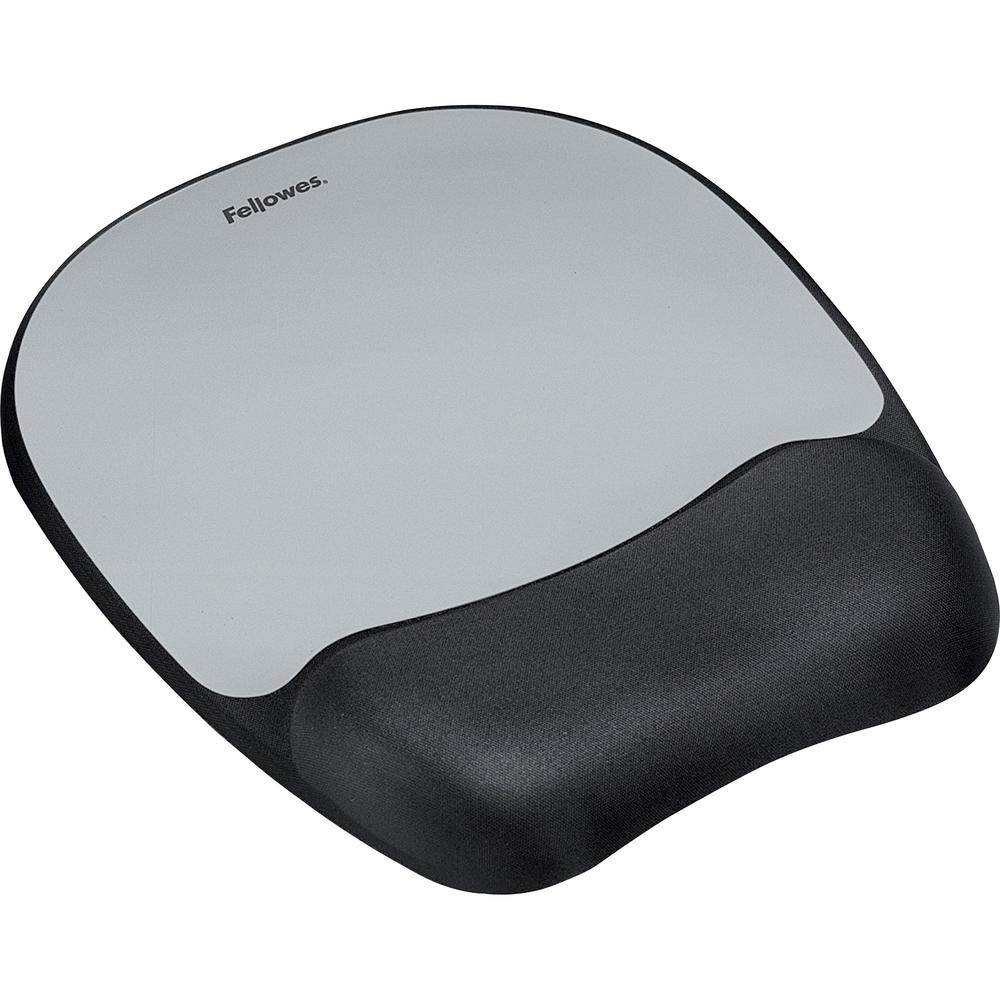 Fellowes Memory foam Mouse Pad/Wrist Rest- Silver Streak - Silver Streak - 1" x 7.94" x 9.25" Dimension - Silver - Memory Foam - Wear Resistant, Tear Resistant, Skid Proof - 1 Pack. The main picture.