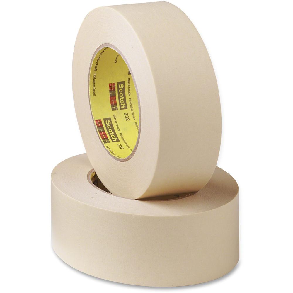 Scotch 232 High-performance Masking Tape - 60 yd Length x 2" Width - 6.3 mil Thickness - 3" Core - Rubber Backing - Solvent Resistant - For Masking - 1 / Roll - Tan. Picture 1