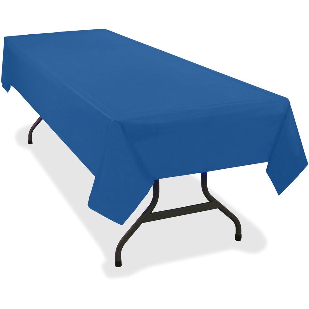 Tablemate Heavy-duty Plastic Table Covers - 108" Length x 54" Width - Plastic - Blue - 6 / Pack. Picture 1