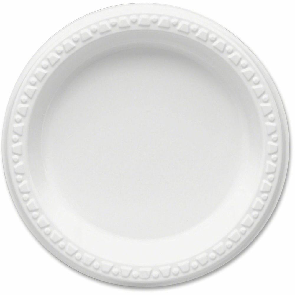 Tablemate 6" Plastic Plates - 6" Diameter - White - Plastic Body - 125 / Pack. Picture 1