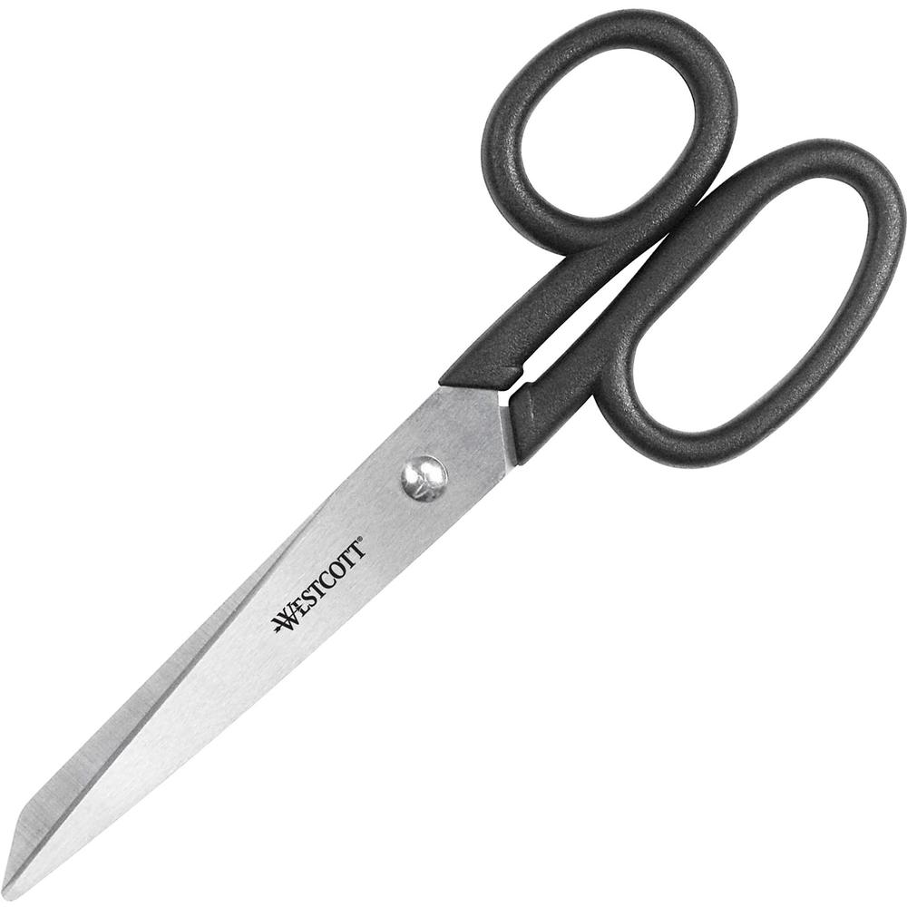 Westcott All Purpose Kleencut 7" Straight Scissors - 3.31" Cutting Length - 7" Overall Length - Stainless Steel - Straight Tip - Black - 1 Each. Picture 1