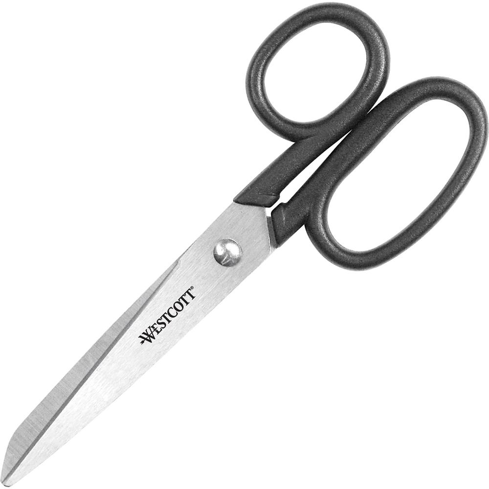 Westcott All-purpose Lightweight Straight Scissors - 2.75" Cutting Length - 6" Overall Length - Stainless Steel - Straight Tip - Black - 1 Each. The main picture.
