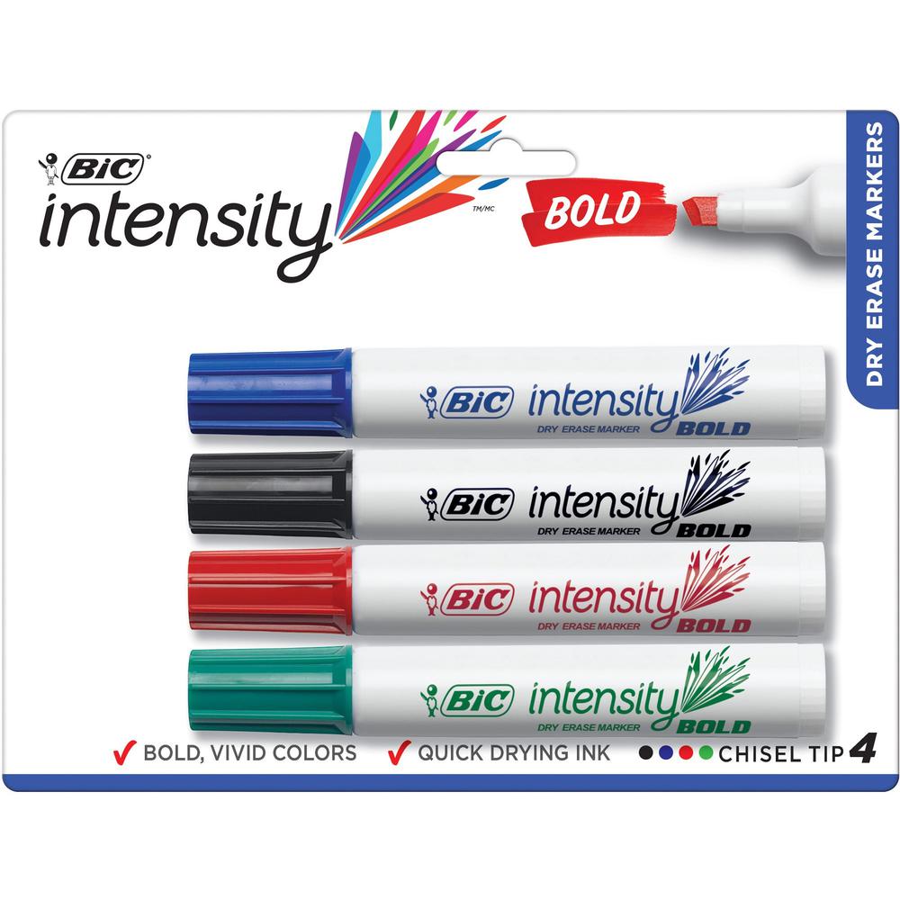 BIC Intensity Bold Vivid Dry-erase Markers - Chisel Marker Point Style - Assorted - 4 / Set. Picture 1