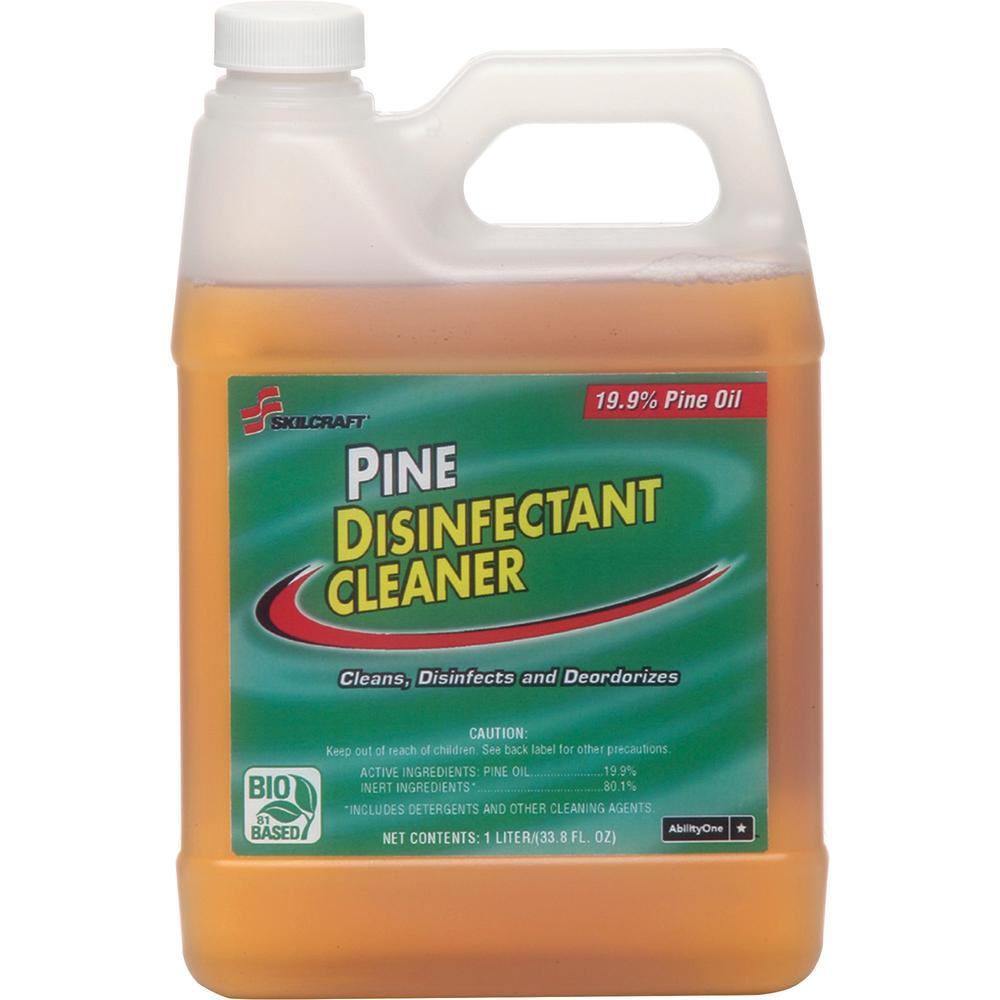 SKILCRAFT Pine Disinfectant Detergent - Liquid - 33.8 fl oz (1.1 quart) - 24 / Carton. Picture 1