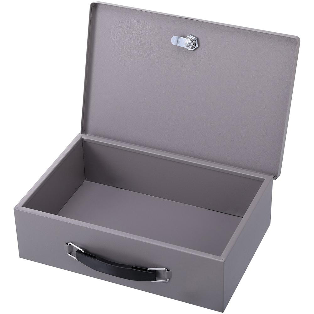 Sparco All-Steel Insulated Cash Box - Steel - Gray - 3.8" Height x 12.8" Width x 8.3" Depth. Picture 1