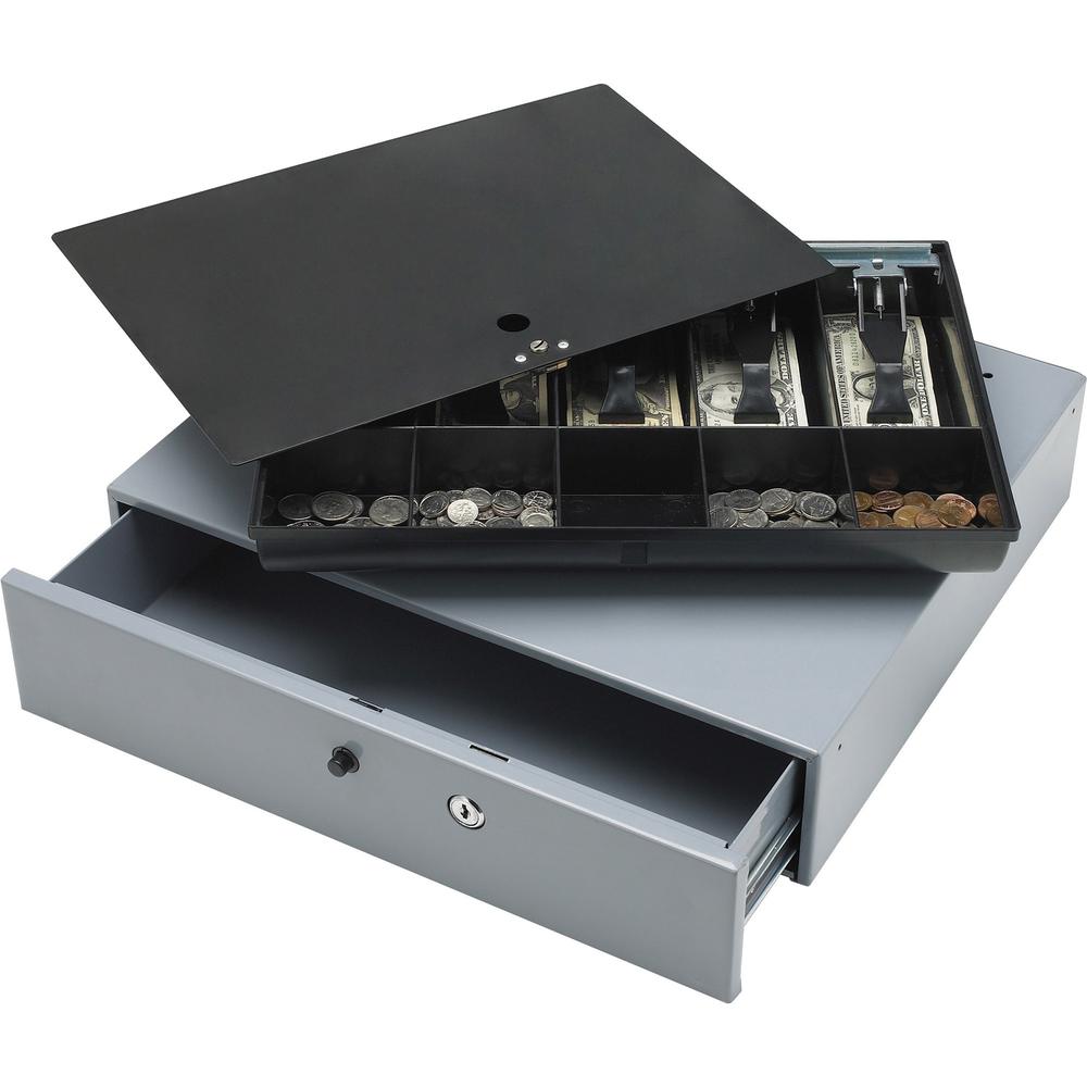 Sparco Removable Tray Cash Drawer - Gray - 3.8" Height x 17.8" Width x 15.8" Depth. Picture 1