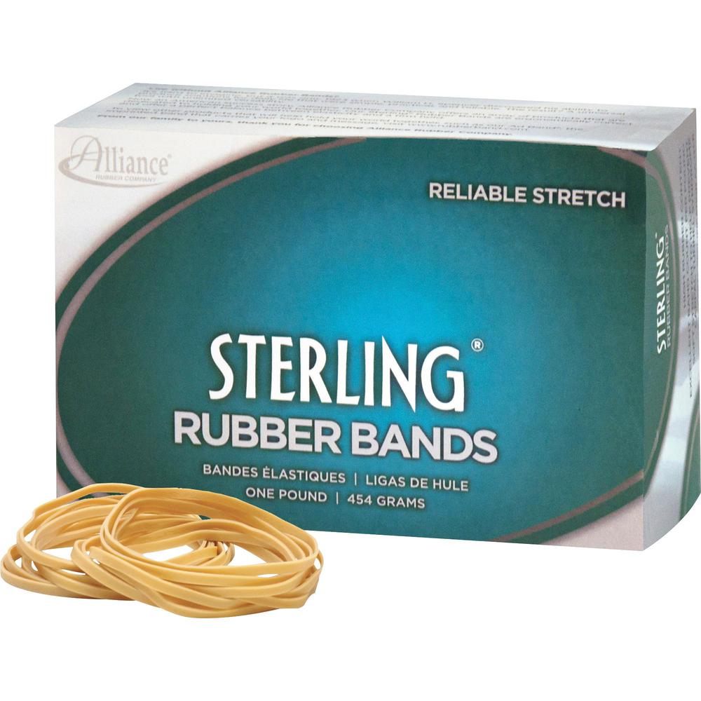 Alliance Rubber 24195 Sterling Rubber Bands - Size #19 - Approx. 1700 Bands - 3 1/2" x 1/16" - Natural Crepe - 1 lb Box. Picture 1
