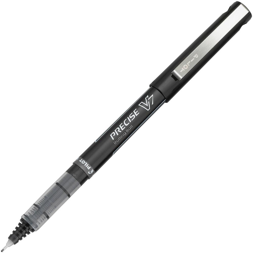 Pilot Precise V7 Premium Rolling Ball Pens - Fine Pen Point - 0.7 mm Pen Point Size - Black - Clear Barrel - 1 Dozen. Picture 1