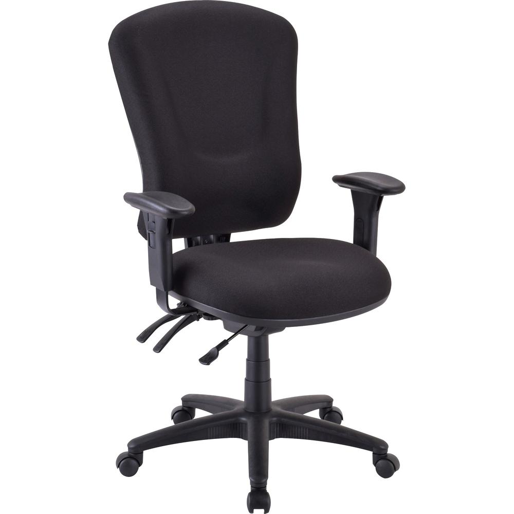Lorell Accord Fabric Swivel Task Chair - Black Polyester Seat - Black Frame - 1 Each. Picture 1