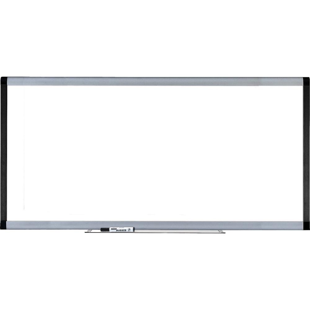 Lorell Signature Series Magnetic Dry-Erase Board - 96" (8 ft) Width x 48" (4 ft) Height - Coated Steel Surface - Silver, Ebony Frame - 1 Each. Picture 1