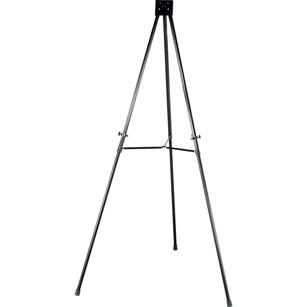 Lorell Telescoping Easel - 34" (2.8 ft) Width x 66" (5.5 ft) Height - Aluminum Surface - Black Frame - Foldable - 1 Each. Picture 1