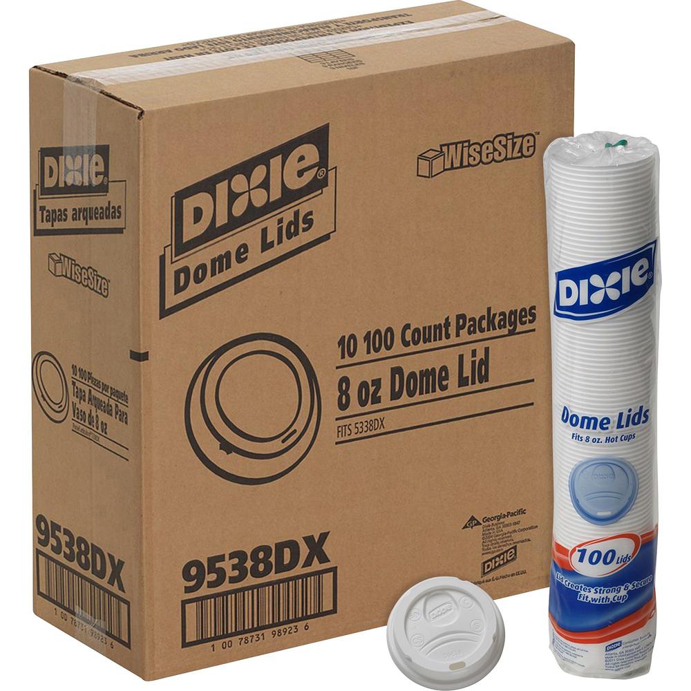 Dixie Small Hot Cup Lids by GP Pro - Dome - Plastic - 100 Lids/Pack - 1000 / Carton. Picture 1