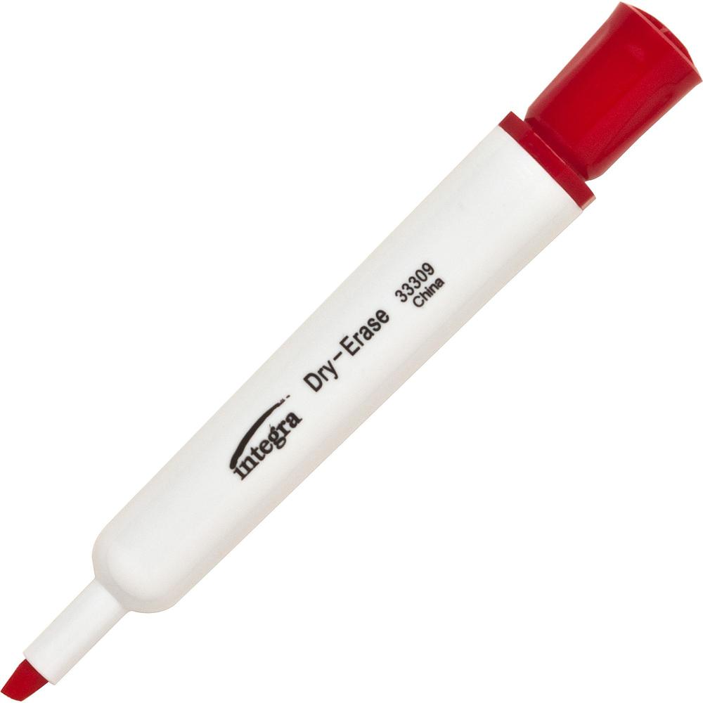 Integra Chisel Point Dry-erase Markers - Chisel Marker Point Style - Red - 1 Dozen. Picture 1