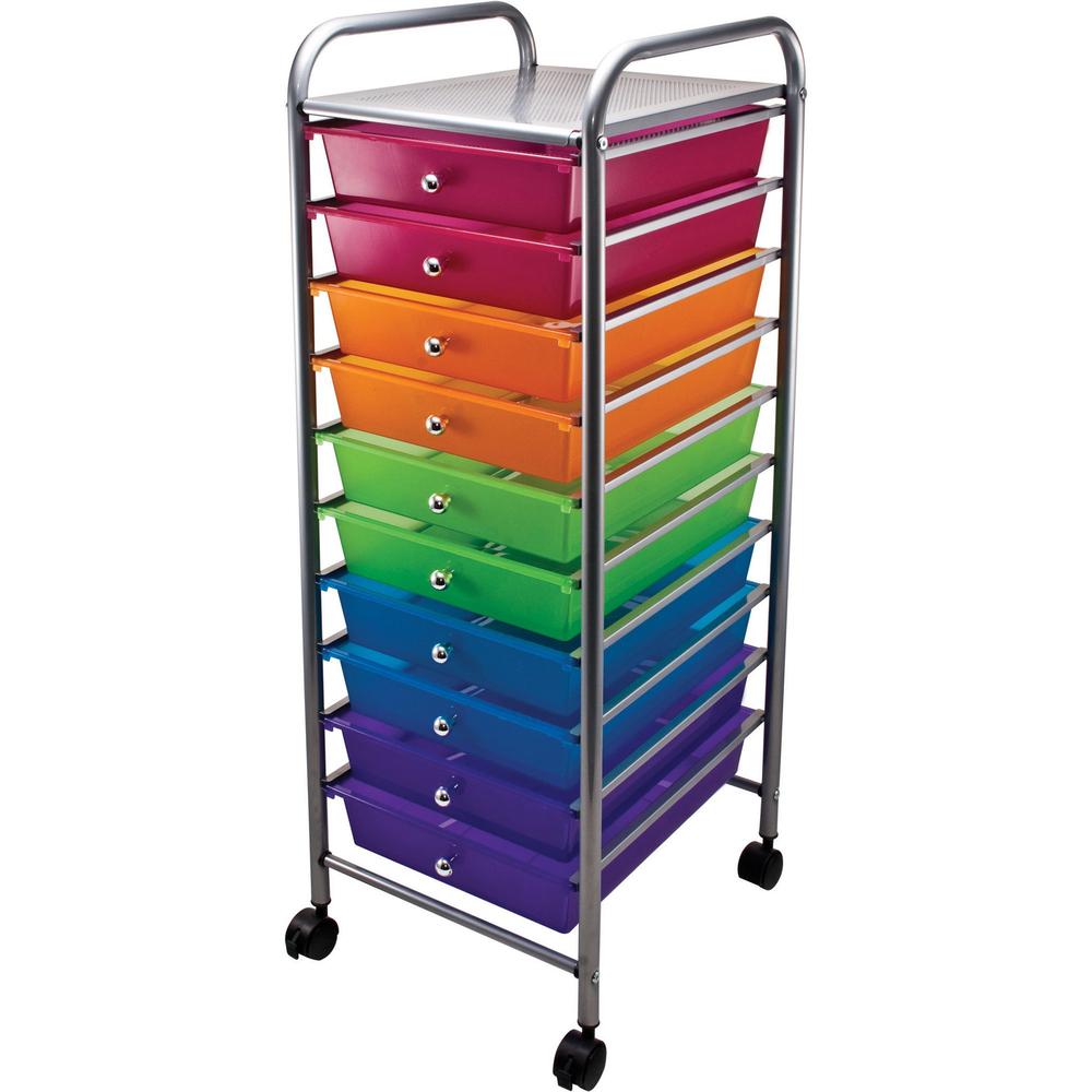 Advantus 10-drawer Organizer - 10 Drawer - 4 Casters - x 15.5" Width x 13" Depth x 37.5" Height - Multi - 1 Each. Picture 1