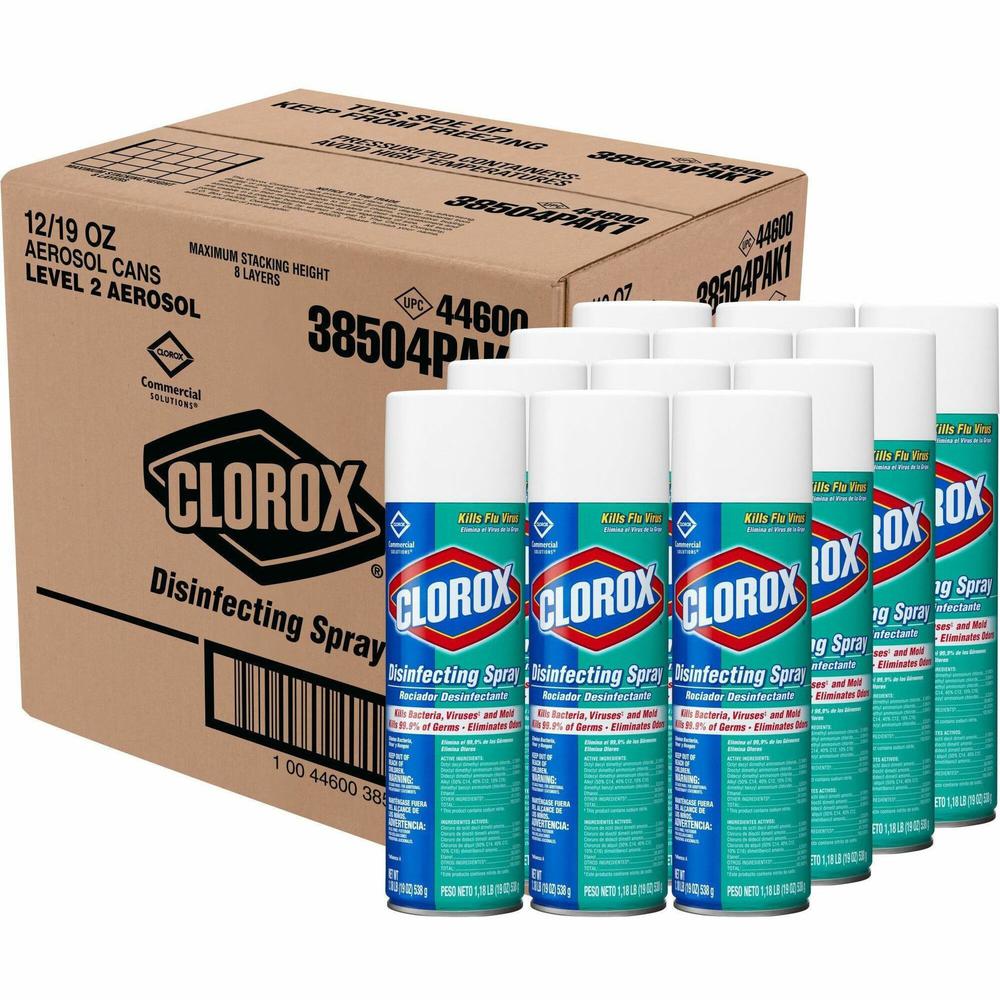 Clorox Commercial Solutions Disinfecting Aerosol Spray - 19 fl oz (0.6 quart) - Fresh Scent - 12 / Carton - Pleasant Scent, Disinfectant. Picture 1