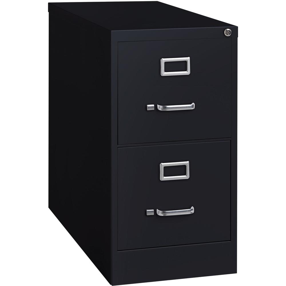 Lorell Fortress Series 26-1/2" Commercial-Grade Vertical File Cabinet - 15" x 26.5" x 28.4" - 2 x Drawer(s) for File - Letter - Vertical - Security Lock, Ball-bearing Suspension, Heavy Duty - Black - . Picture 1
