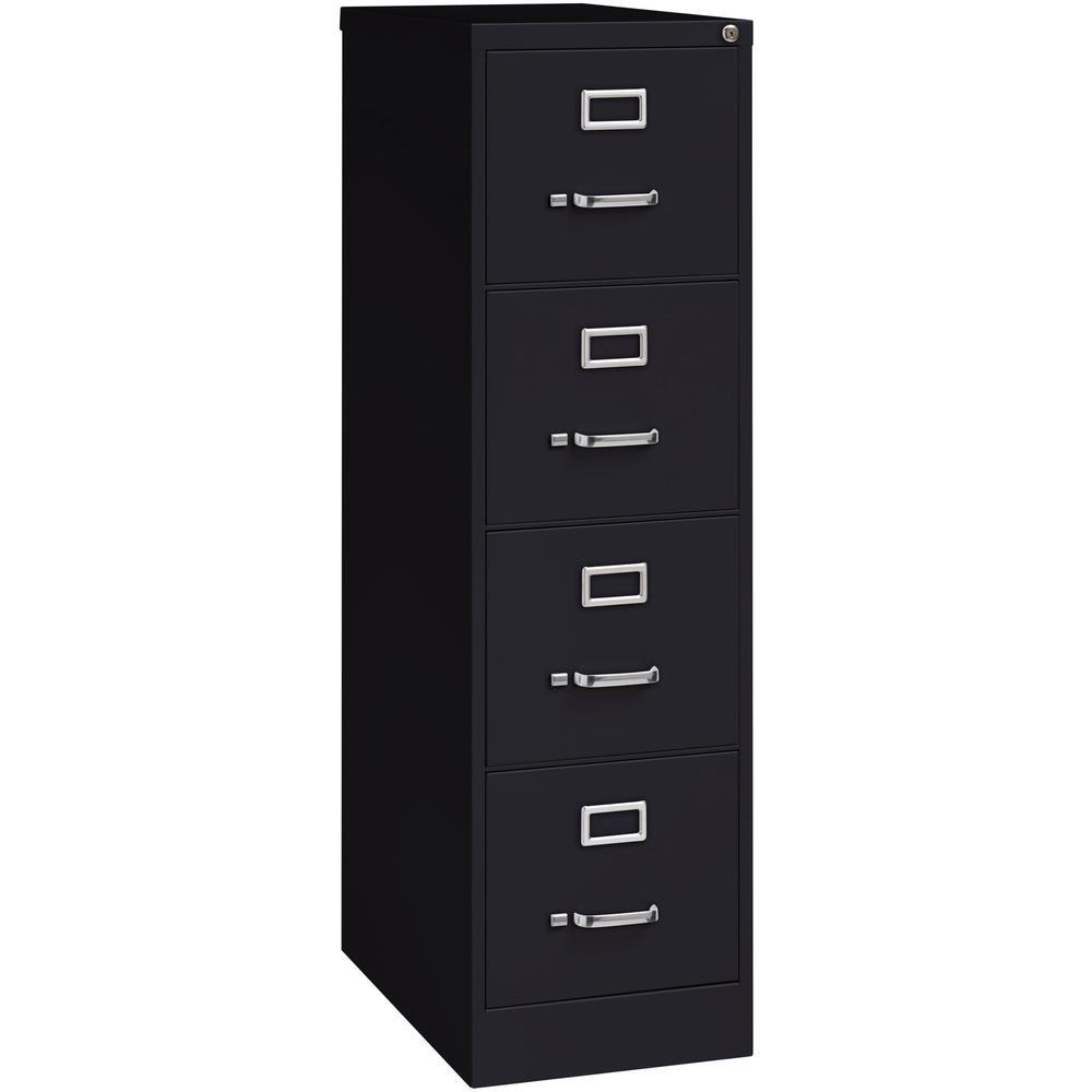 Lorell Fortress Series 25" Commercial-Grade Vertical File Cabinet - 15" x 25" x 52" - 4 x Drawer(s) for File - Letter - Vertical - Security Lock, Ball-bearing Suspension, Heavy Duty - Black - Steel - . Picture 1