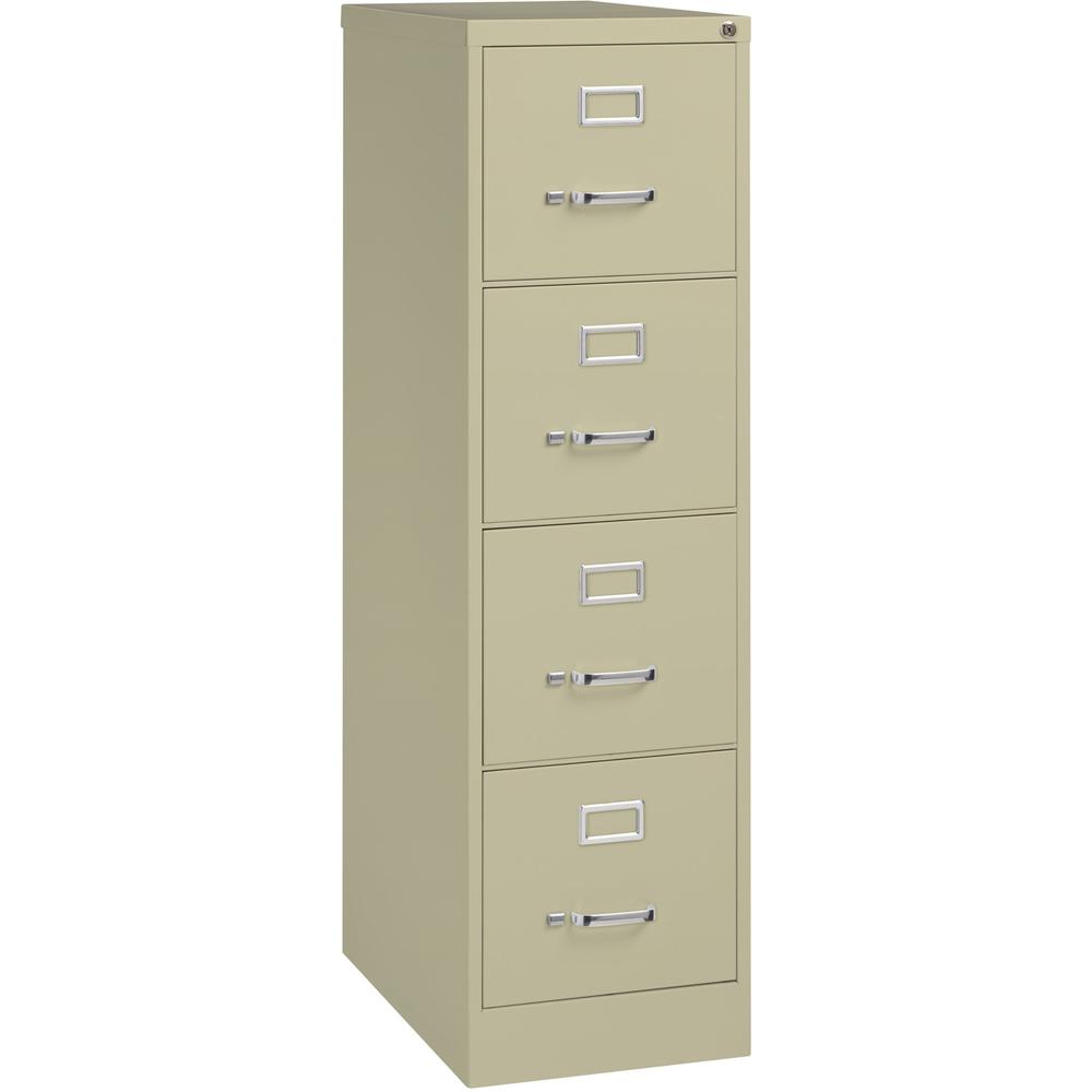 Lorell Fortress Series 25" Commercial-Grade Vertical File Cabinet - 15" x 25" x 52" - 4 x Drawer(s) for File - Letter - Vertical - Security Lock, Ball-bearing Suspension, Heavy Duty - Putty - Steel - . Picture 1