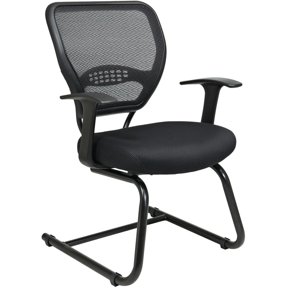 Office Star Professional Air Grid Back Visitors Chair - Black Seat - Sled Base - Black - 1 Each. Picture 1
