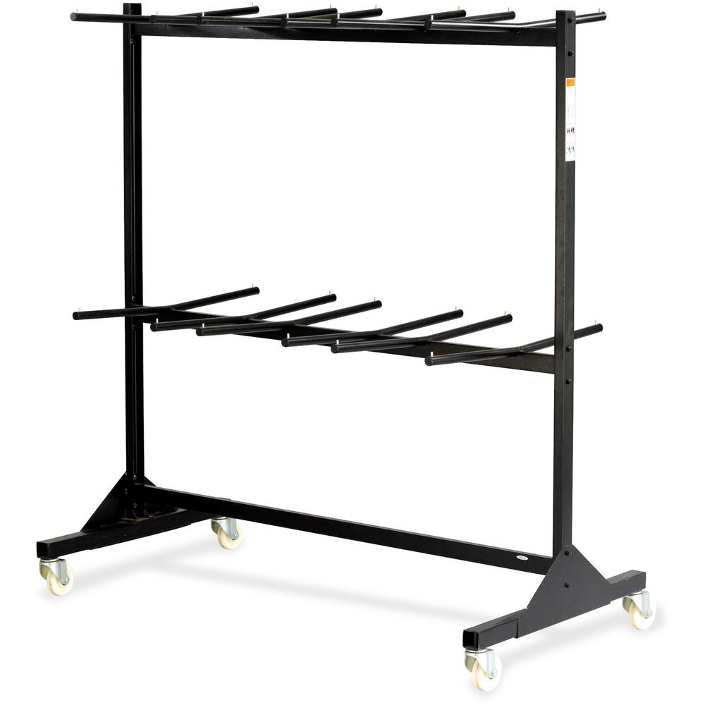 Safco Double Tier Chair Cart - 840 lb Capacity - 4 Casters - 4" Caster Size - Steel - x 64.5" Width x 33.5" Depth x 70.3" Height - Black - 1 Each. Picture 1