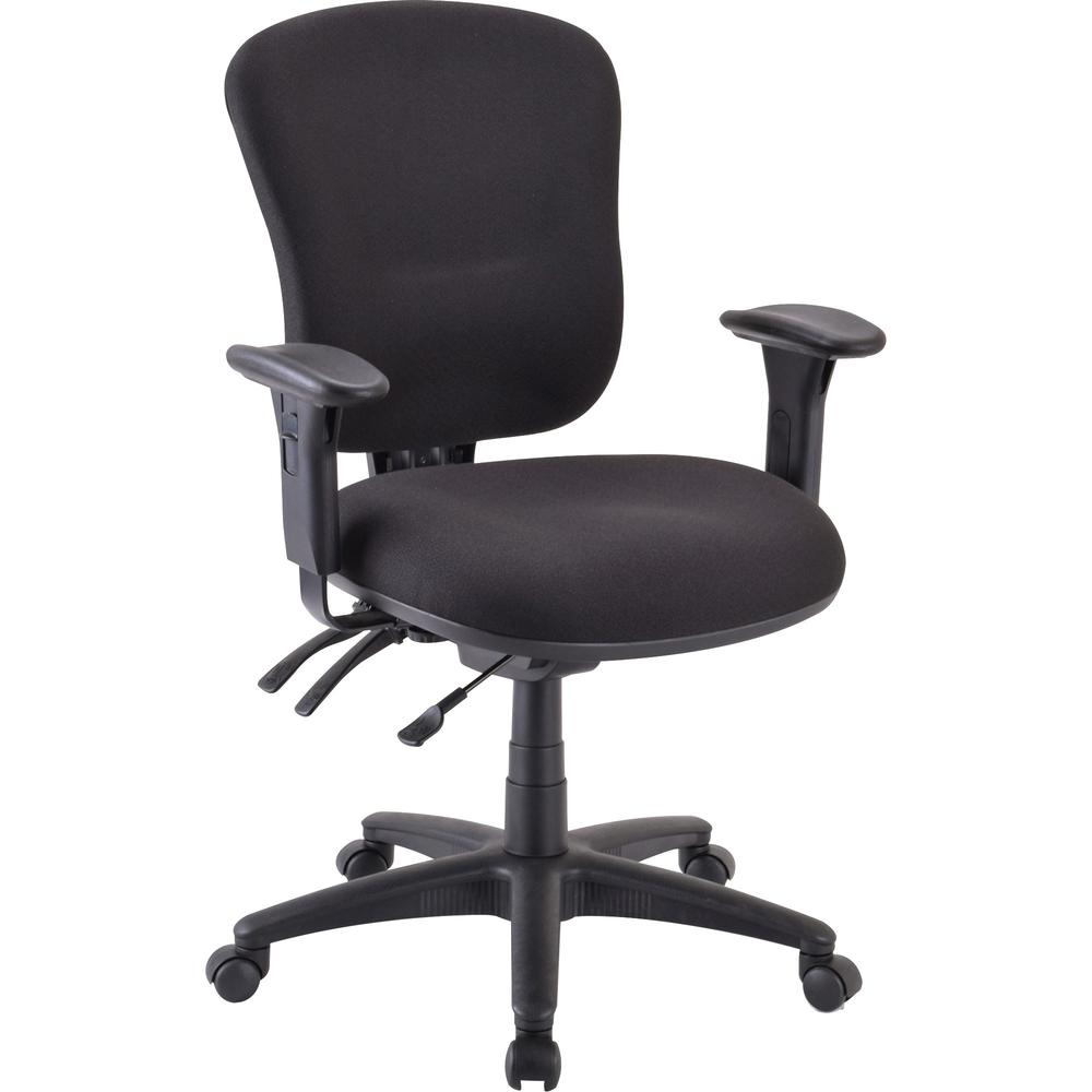 Lorell Accord Mid-Back Task Chair - Black Polyester Seat - Black Frame - 1 Each. Picture 1