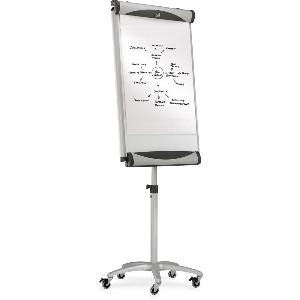 Quartet Euro Premium Mobile Magnetic Easel - 27" (2.2 ft) Width x 41" (3.4 ft) Height - White Porcelain Surface - Silver Aluminum Frame - Magnetic - 1 Each. Picture 1