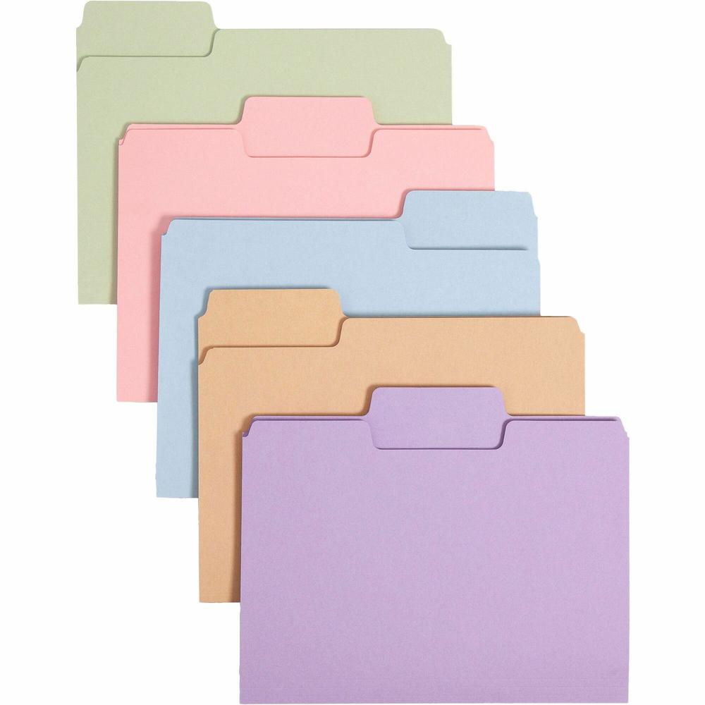 Smead SuperTab 1/3 Tab Cut Letter Recycled Top Tab File Folder - 8 1/2" x 11" - 3/4" Expansion - Top Tab Location - Assorted Position Tab Position - Assorted - 10% Recycled - 100 / Box. The main picture.