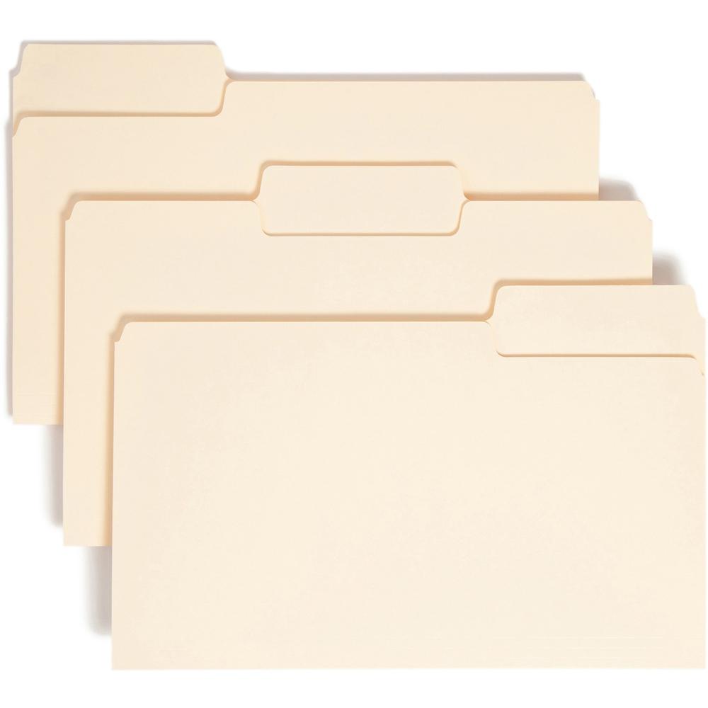 Smead SuperTab 1/3 Tab Cut Legal Recycled Top Tab File Folder - 8 1/2" x 14" - 3/4" Expansion - Top Tab Location - Assorted Position Tab Position - Manila - Manila - 10% Recycled - 100 / Box. The main picture.