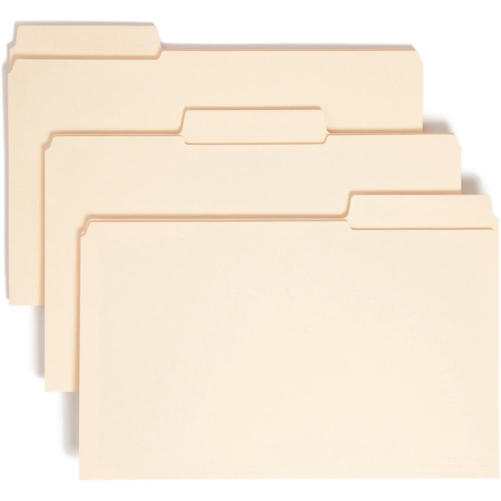Smead SuperTab 1/3 Tab Cut Legal Recycled Top Tab File Folder - 8 1/2" x 14" - 3/4" Expansion - Top Tab Location - Assorted Position Tab Position - Manila - Manila - 10% Recycled - 100 / Box. The main picture.