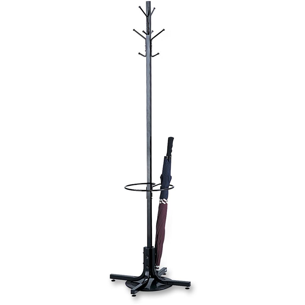 Safco Umbrella Stand Coat Rack - 4 Hooks - 40 lb (18.14 kg) Capacity - for Multipurpose - Steel - Black - 1 Each. Picture 1