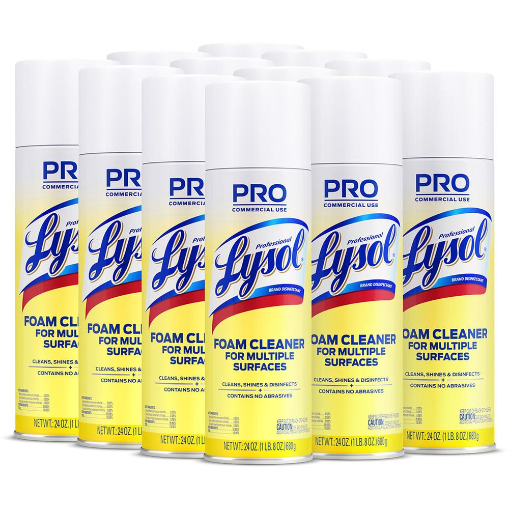 Professional Lysol Disinfectant Foam Cleaner - For Multi Surface - 24 oz (1.50 lb) - Fresh Clean Scent - 12 / Carton - Pleasant Scent, Disinfectant, CFC-free. Picture 1