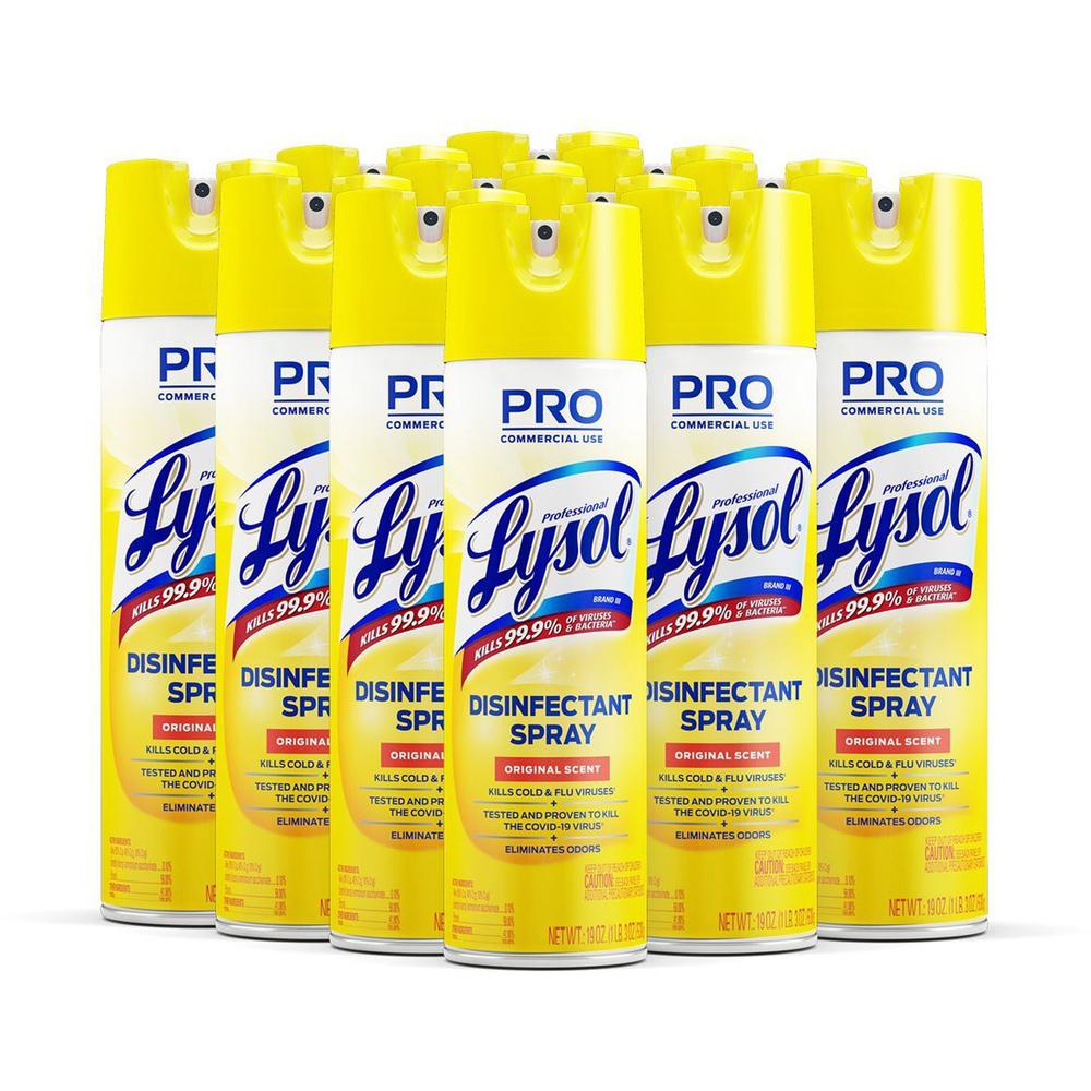 Professional Lysol Original Disinfectant Spray - For Multi Surface - 19 fl oz (0.6 quart) - Original Scent - 12 / Carton - Pleasant Scent, Disinfectant, CFC-free - Clear. Picture 1