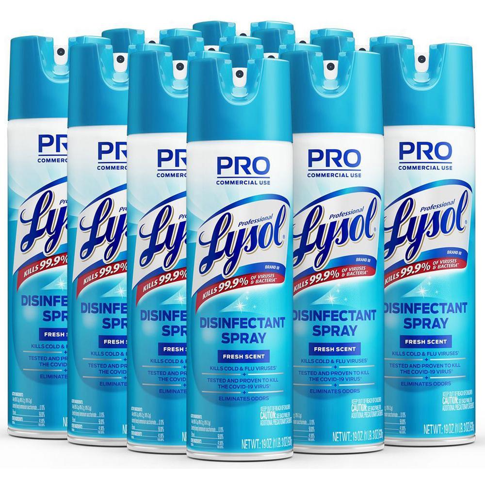 Professional Lysol Disinfectant Spray - For Multi Surface - 19 fl oz (0.6 quart) - Fresh Scent - 12 / Carton - Pleasant Scent, Disinfectant, CFC-free - Clear. Picture 1