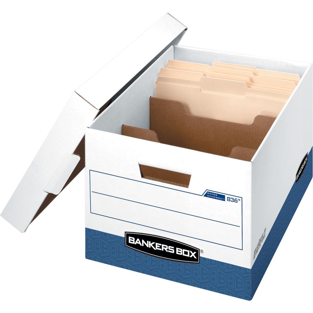 Bankers Box R-Kive DividerBox File Storage Box - Internal Dimensions: 12" Width x 15" Depth x 10" Height - External Dimensions: 12.8" Width x 15" Depth x 10.4" Height - Media Size Supported: Letter - . Picture 1