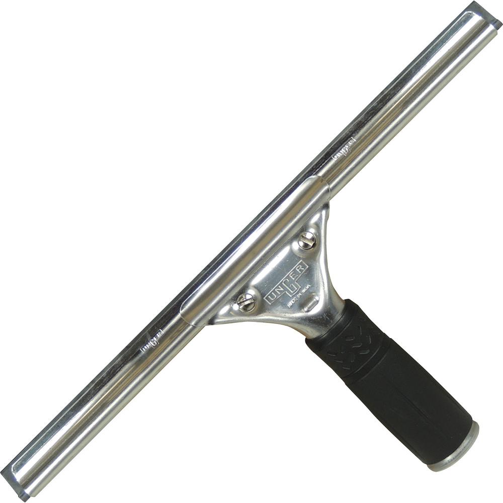 Unger 12" Pro Stainless Steel Complete Squeegee - 12" Blade - Black Handle - Ergonomic Handle. The main picture.
