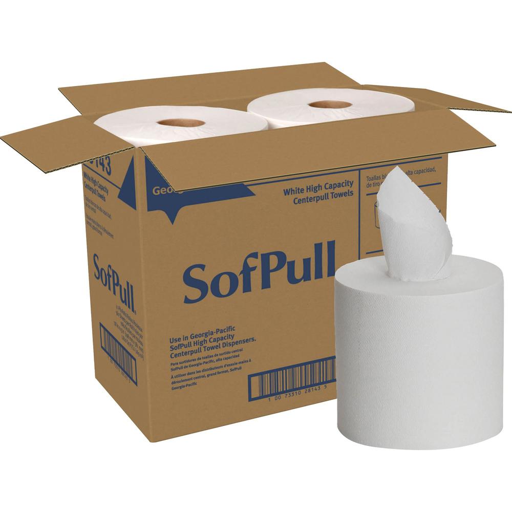 SofPull Centerpull High-Capacity Paper Towels - 15" x 7.80" - 560 Sheets/Roll - White - Paper - 4 / Carton. Picture 1