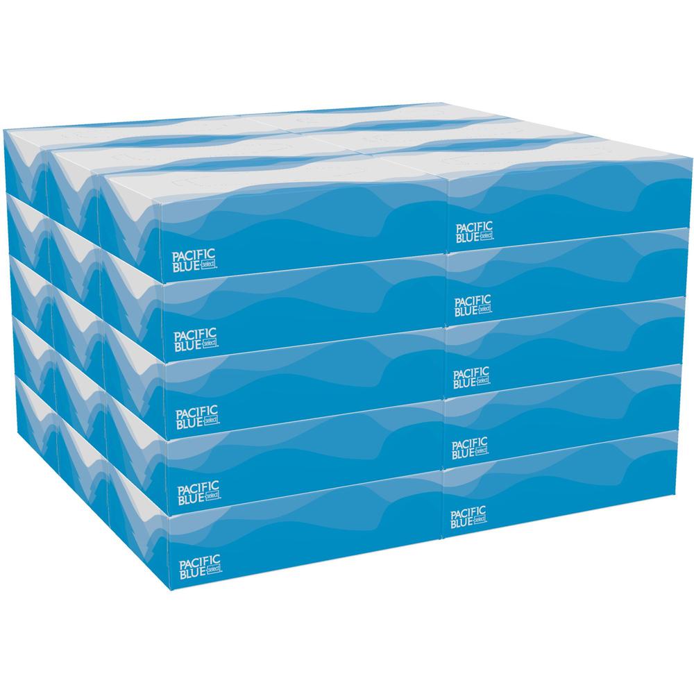 Pacific Blue Select Facial Tissue by GP Pro - Flat Box - 2 Ply - 8.33" x 8" - White - Paper - 100 Per Box - 30 / Carton. Picture 1