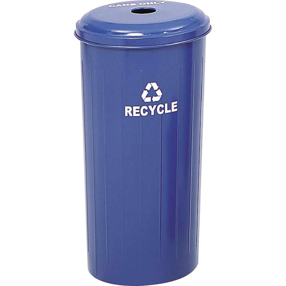 Safco Recycling Receptacle with Lid - 20 gal Capacity - 30" Height x 16" Width - Steel - Blue - 1 Each. Picture 1