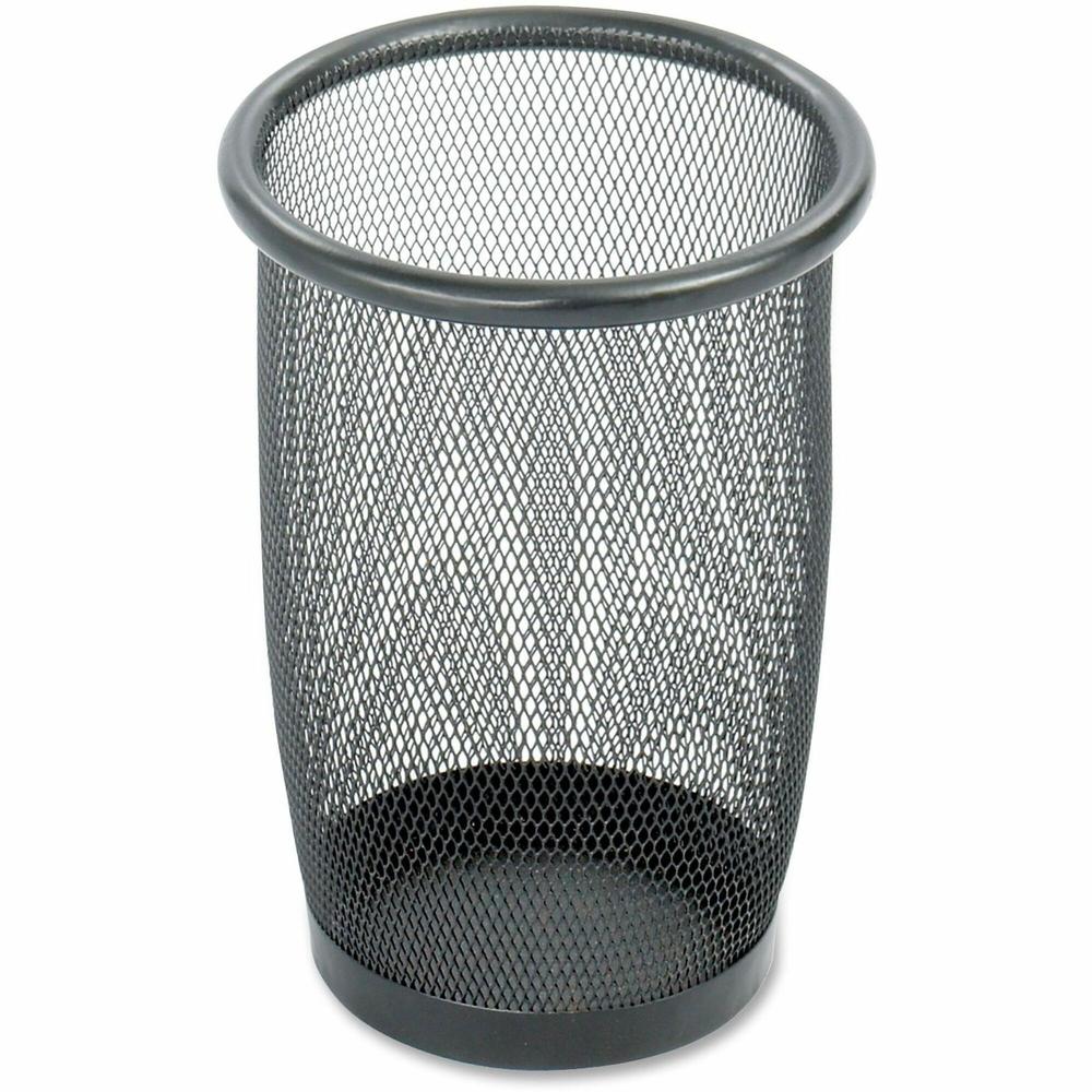 Safco Round Mesh Wastebaskets - 3 quart Capacity - Round - 7.50" Opening Diameter - 9" Height - Steel - Black. The main picture.